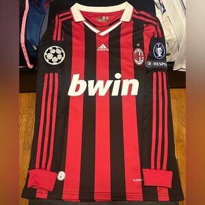 2009/10 AC Milan Long Sleeve Home Kit w/ Ronaldinho #80